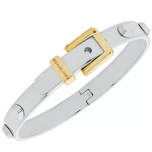 Two-Tone Michael Kors Buckle Bangle Bracelet - Picture 1 of 3